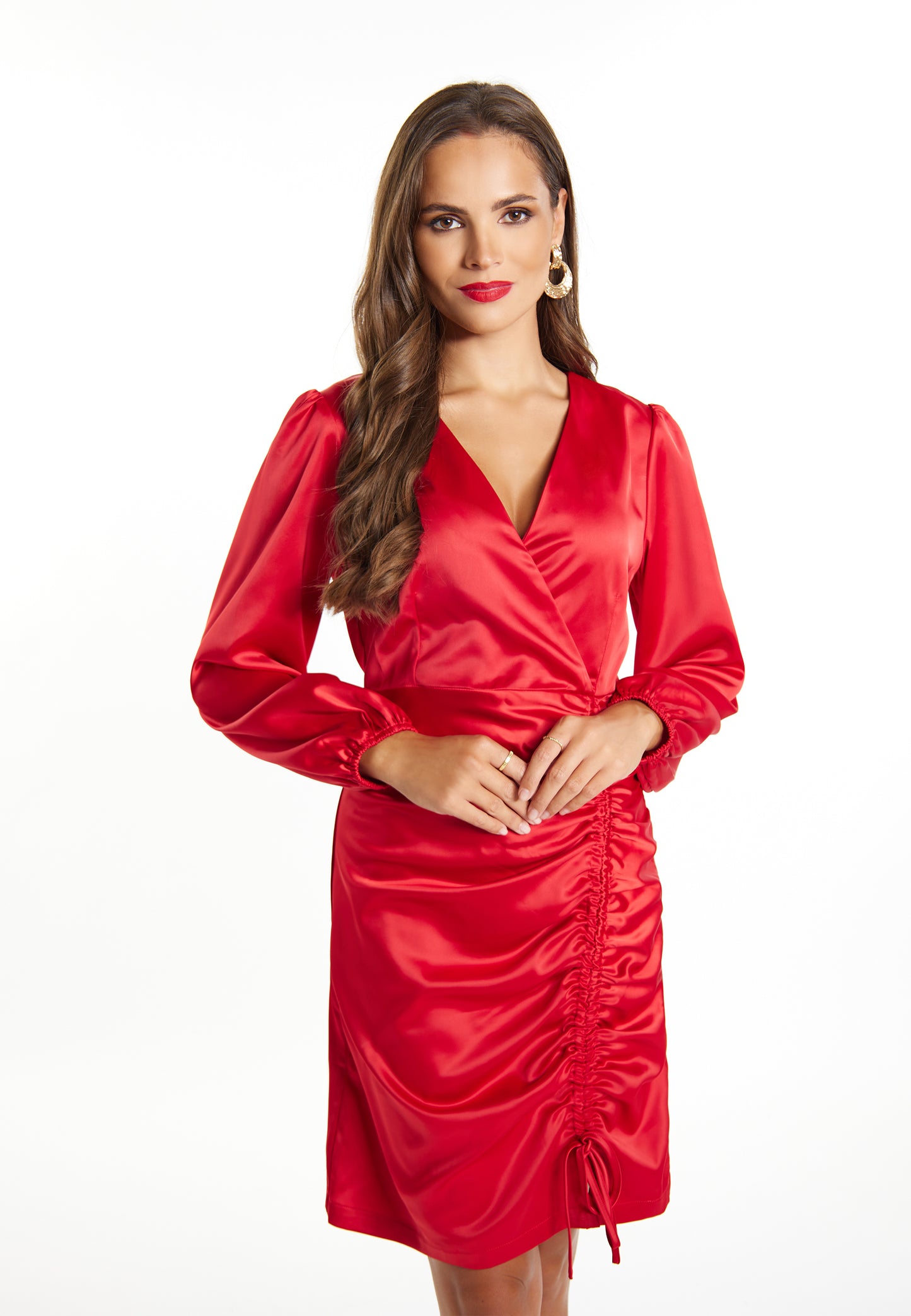 faina Damen Satin Minikleid