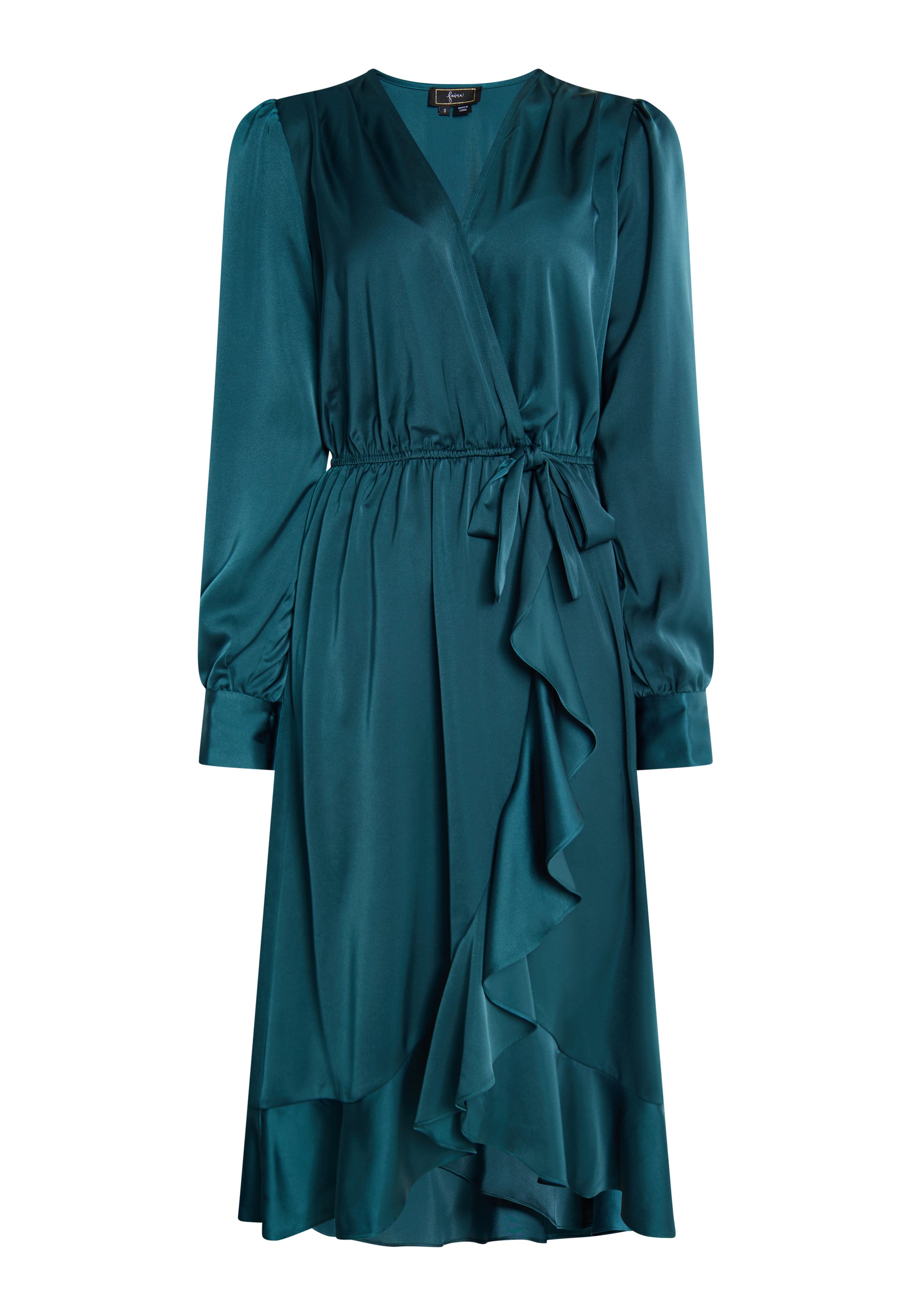 faina Damen Midi Kleid mit langen Ärmeln