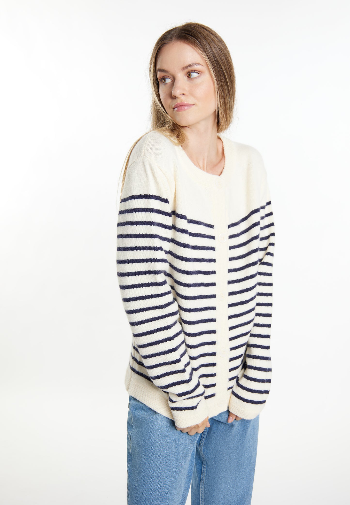DreiMaster Maritim Damen Strickjacke + Einkaufstasche Set