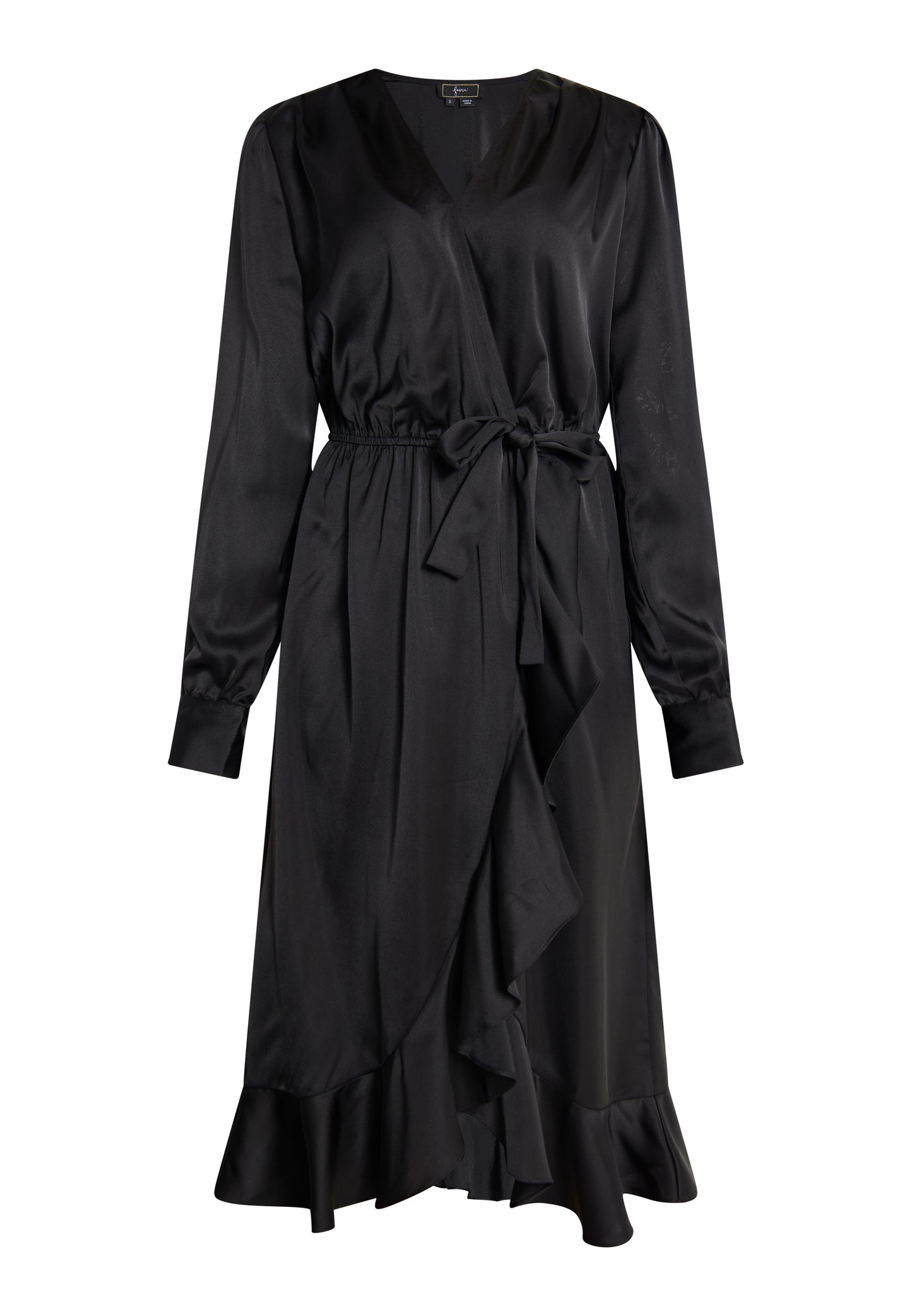 faina Damen Midi Kleid mit langen Ärmeln