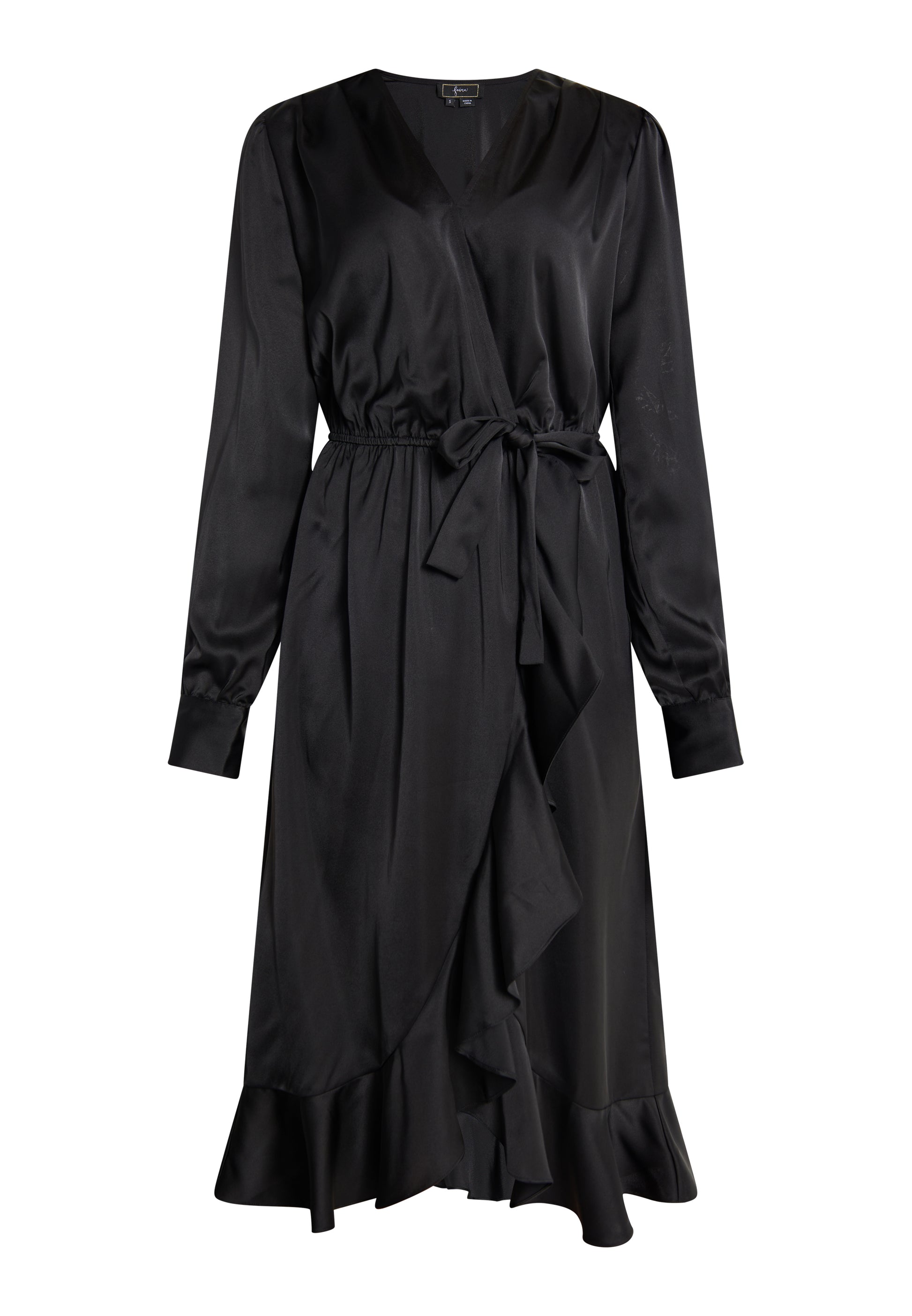 faina Damen Midi Kleid mit langen Ärmeln