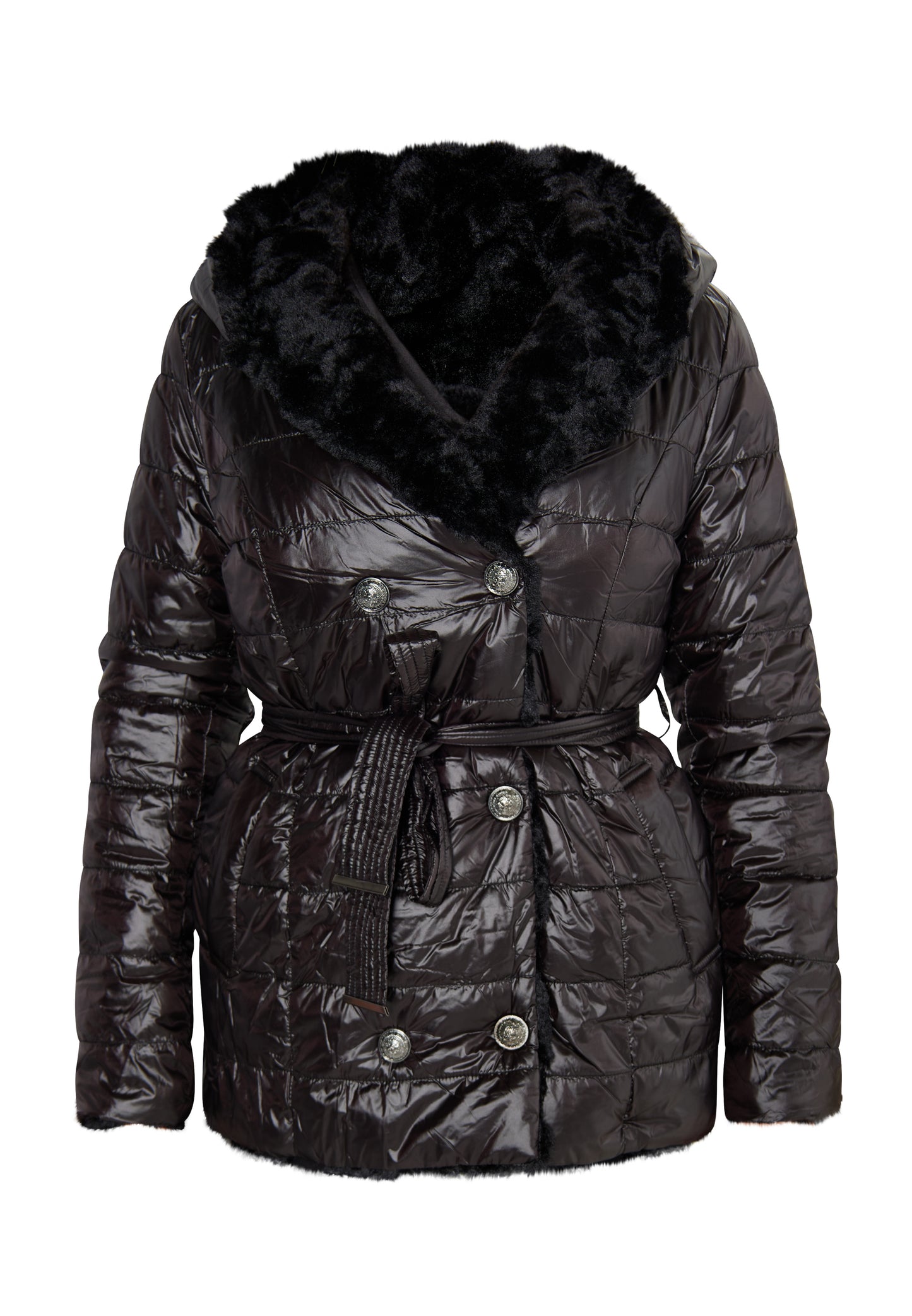faina Women's Quilted Jacket With Faux Fur