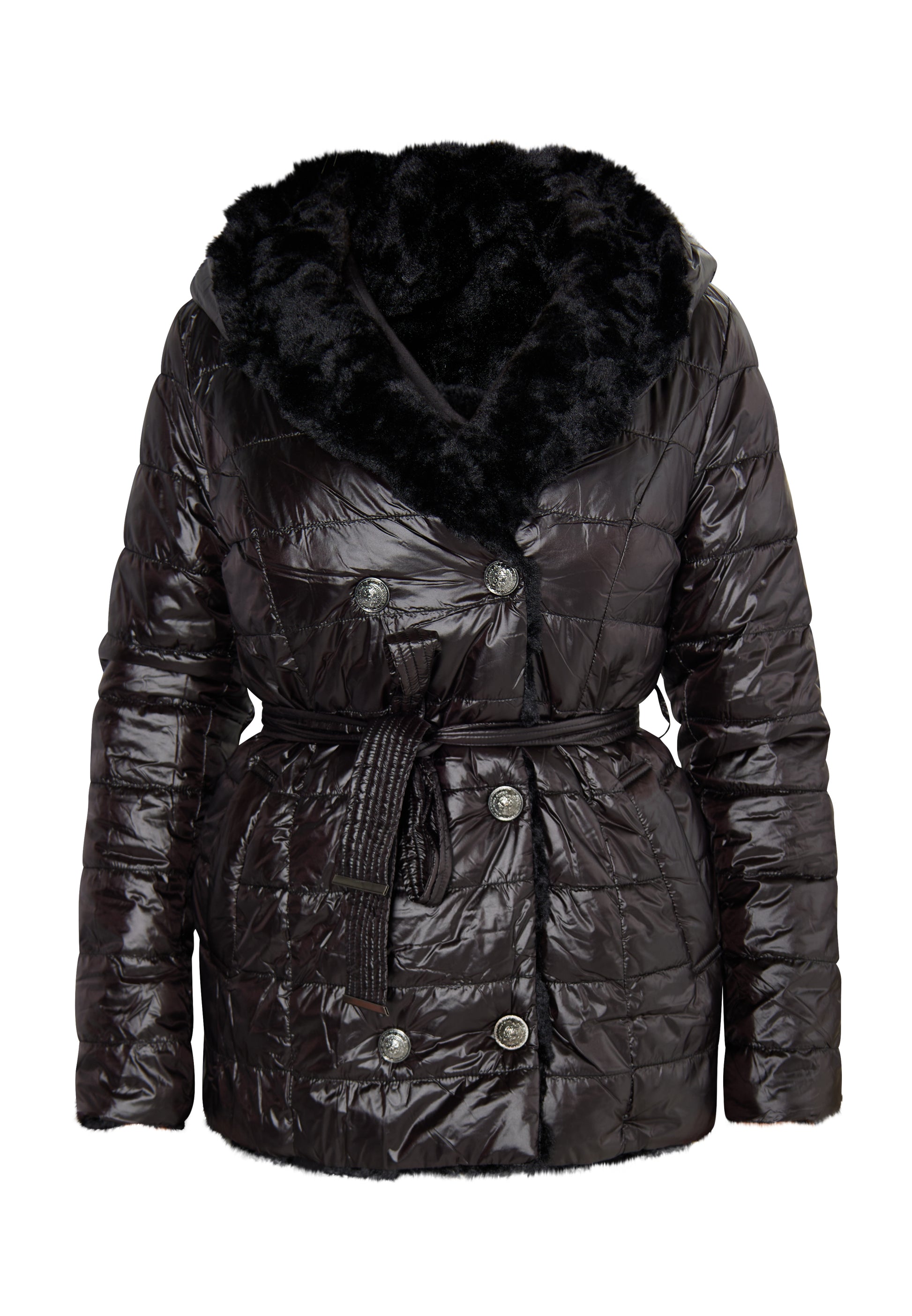 faina Women's Quilted Jacket With Faux Fur