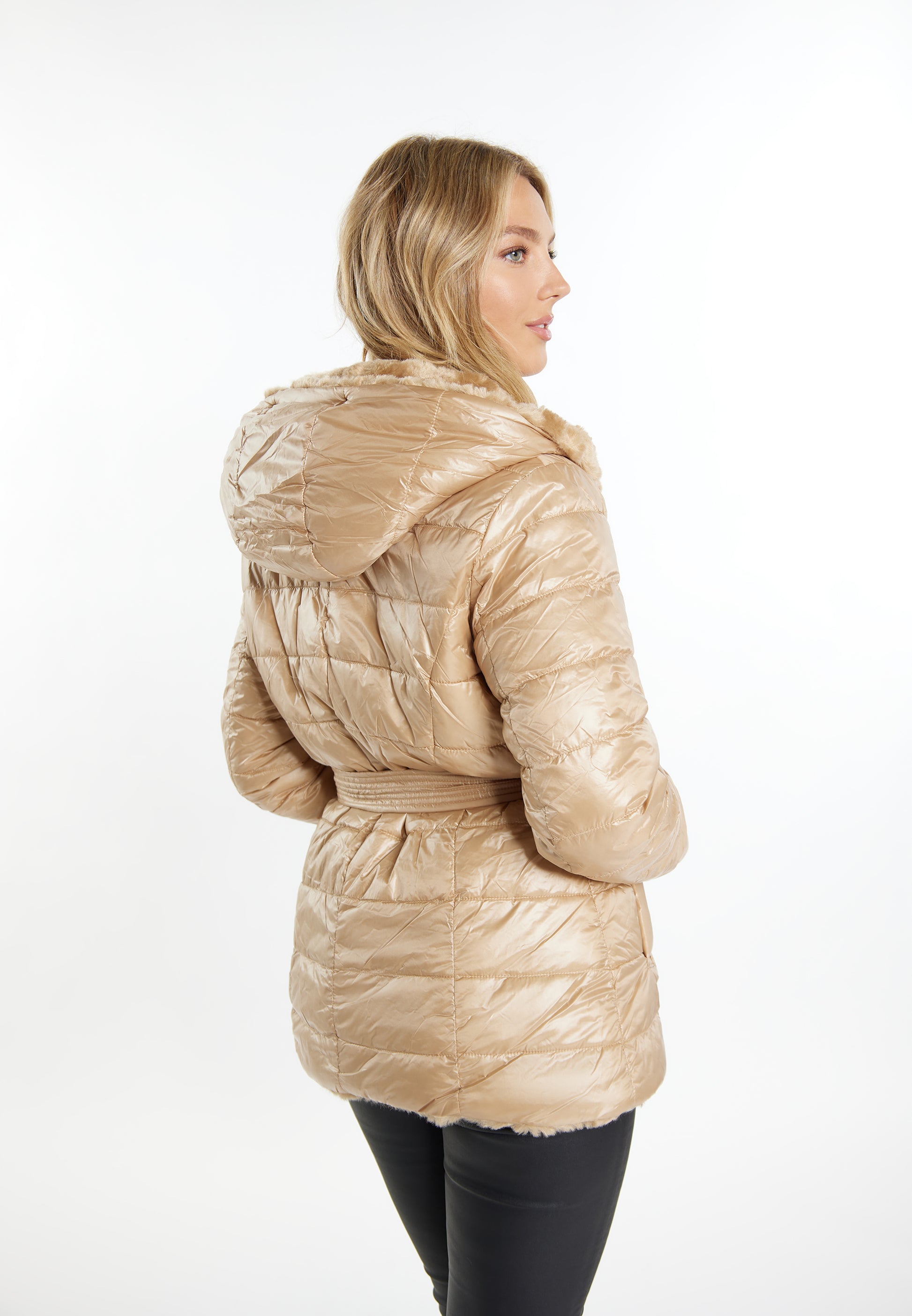 faina Women's Quilted Jacket With Faux Fur