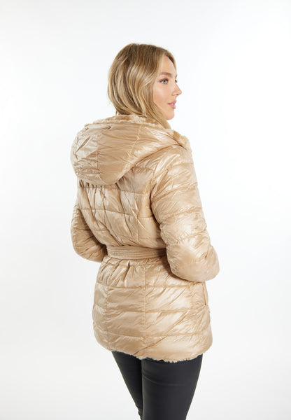 faina Women's Quilted Jacket With Faux Fur