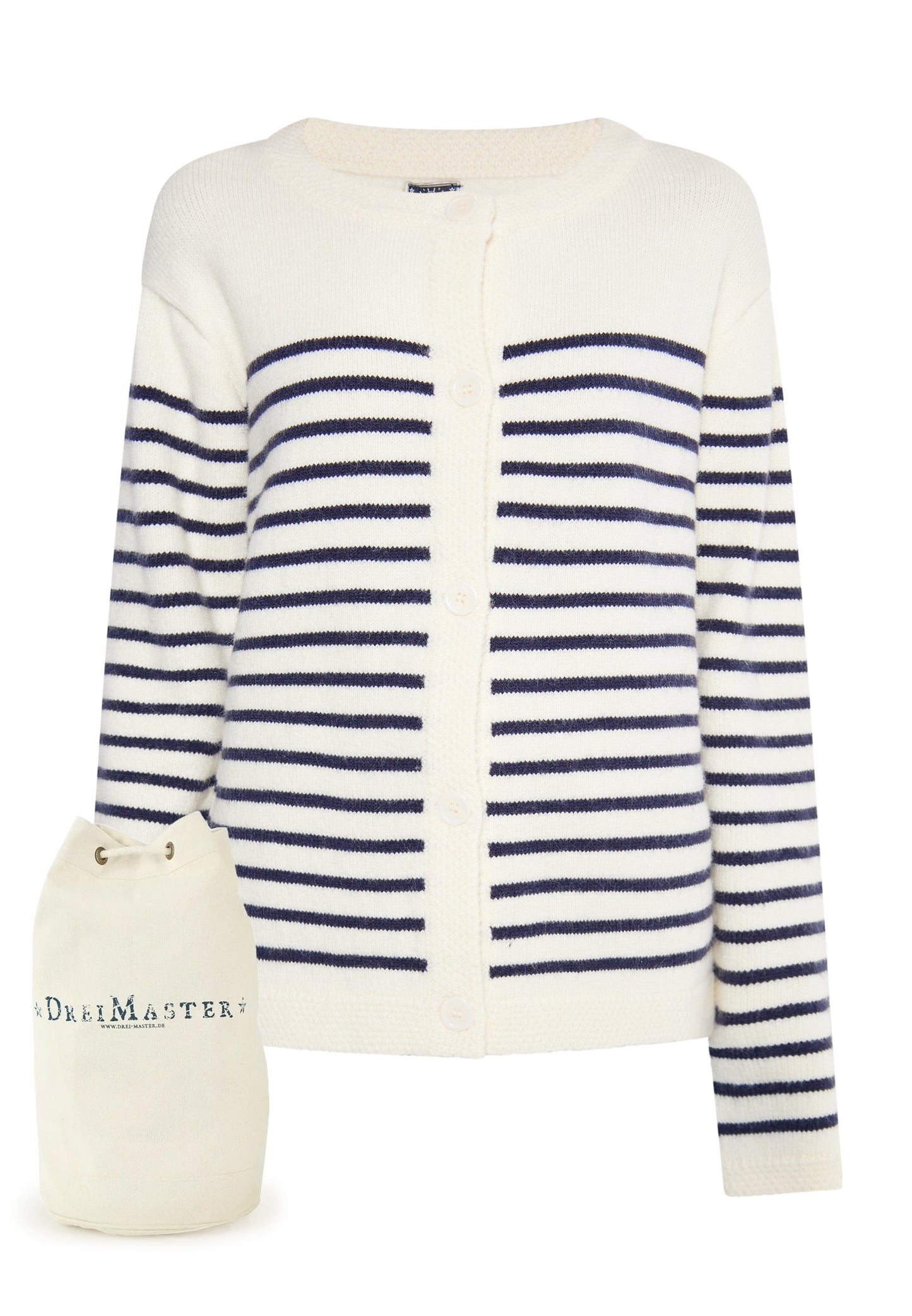 DreiMaster Maritim Damen Strickjacke + Einkaufstasche Set