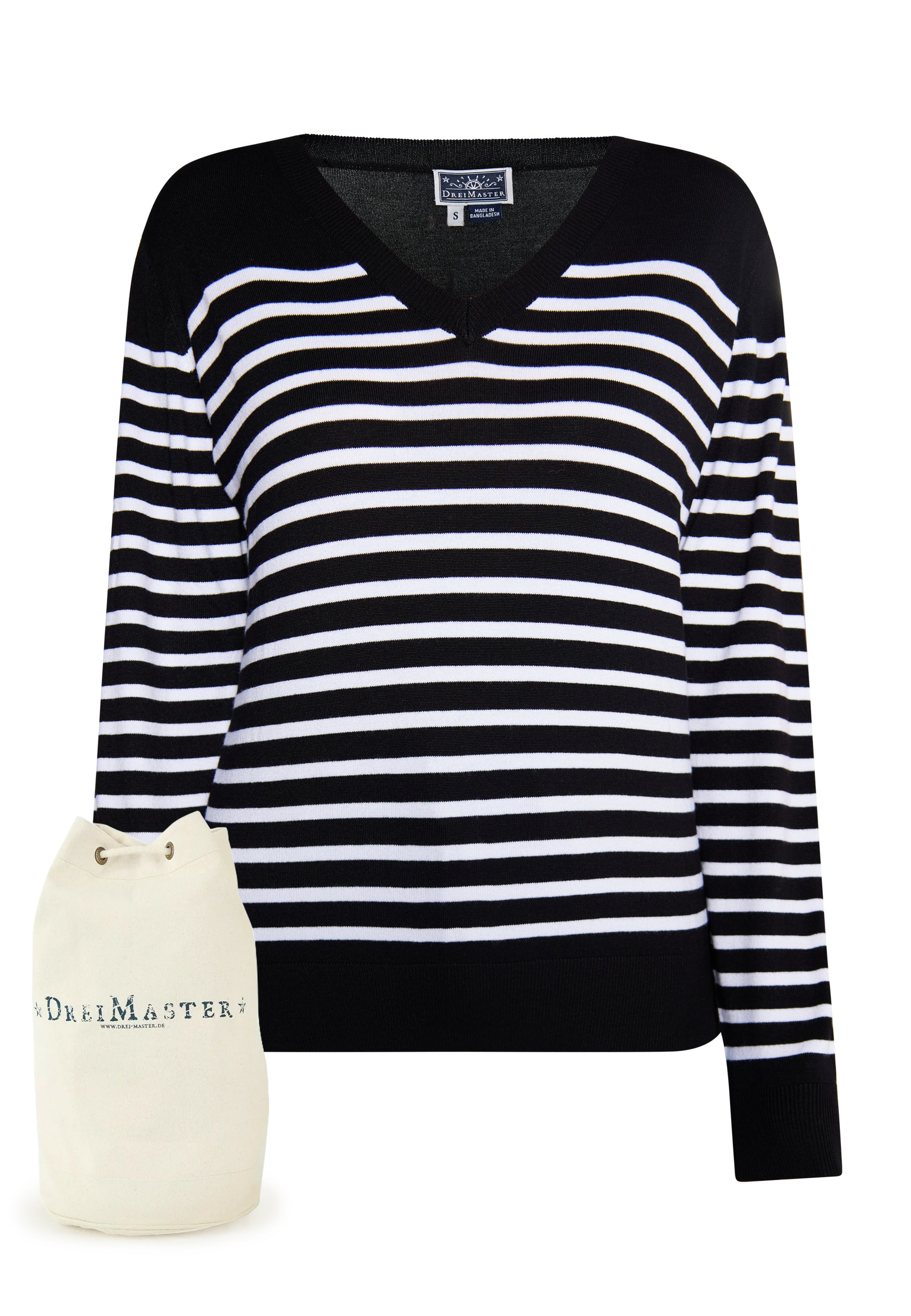 DreiMaster Maritim Damen Strickpullover + Einkaufstasche Set