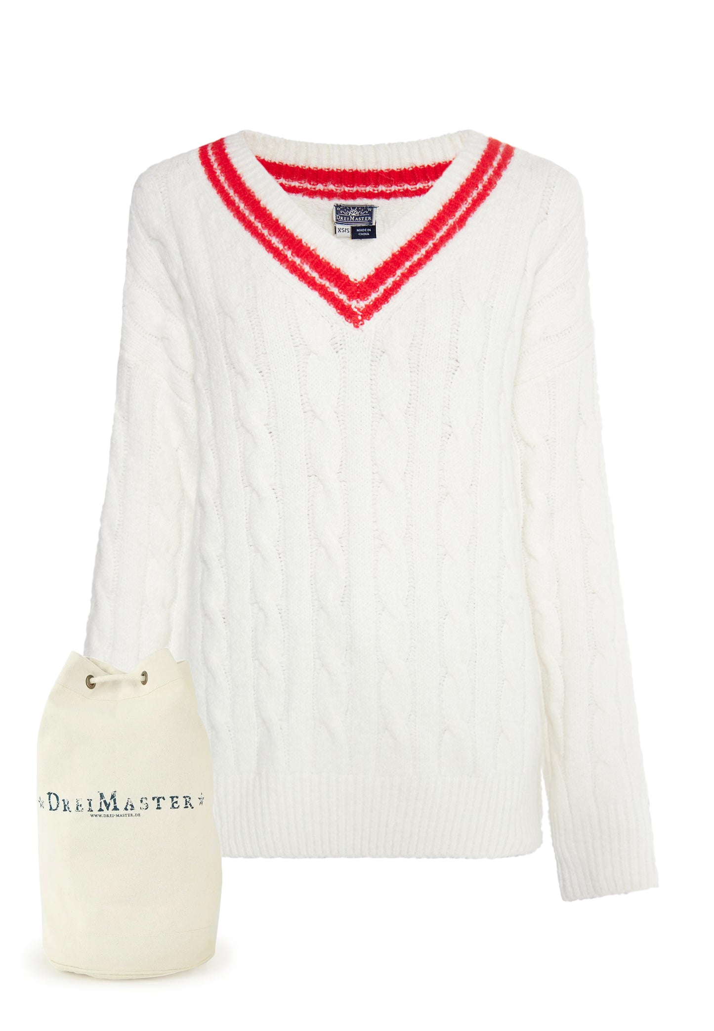DreiMaster Maritim Damen Strickpullover + Einkaufstasche Set