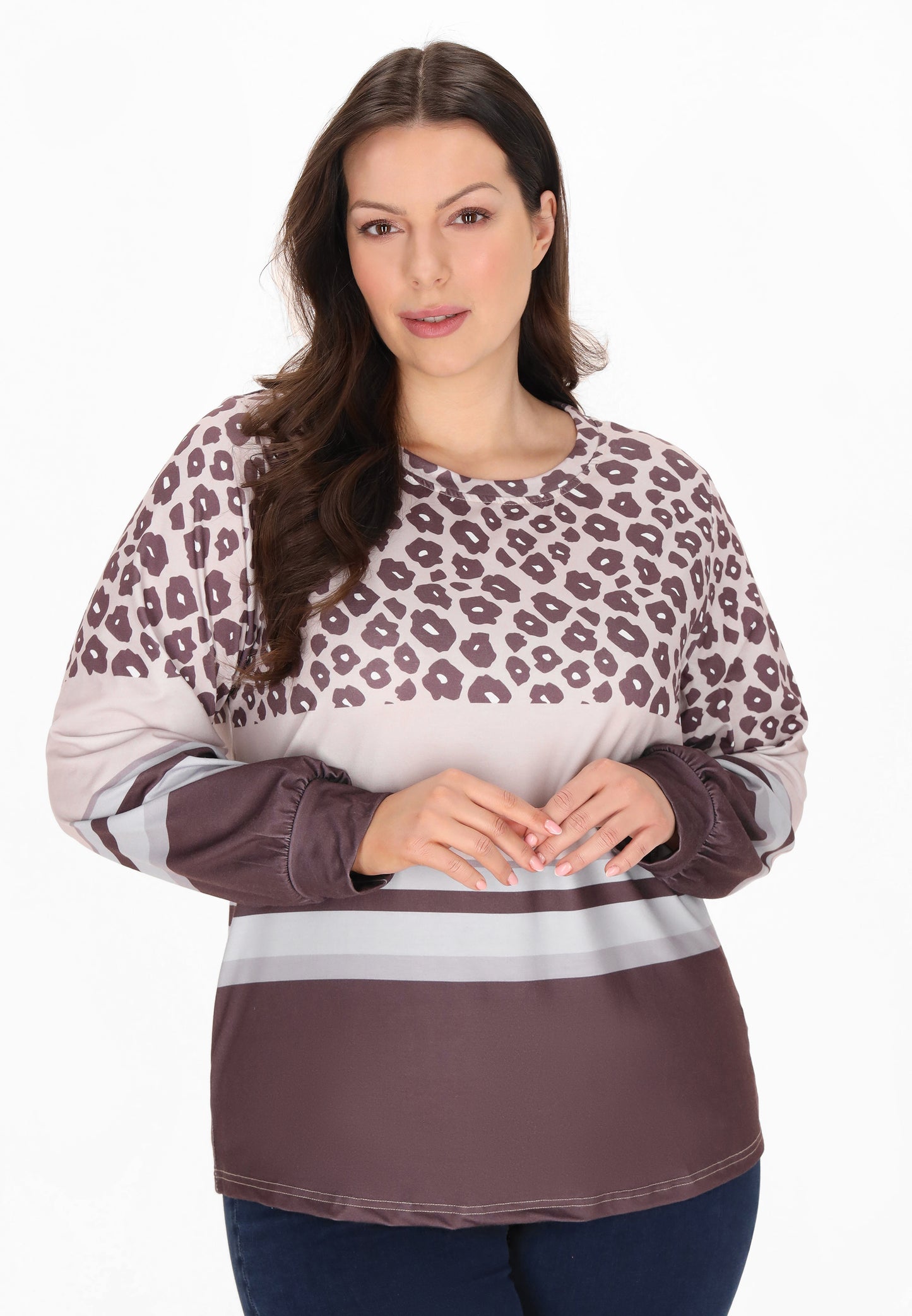 usha PLUS SIZE Damen-Langarmshirt in Übergröße