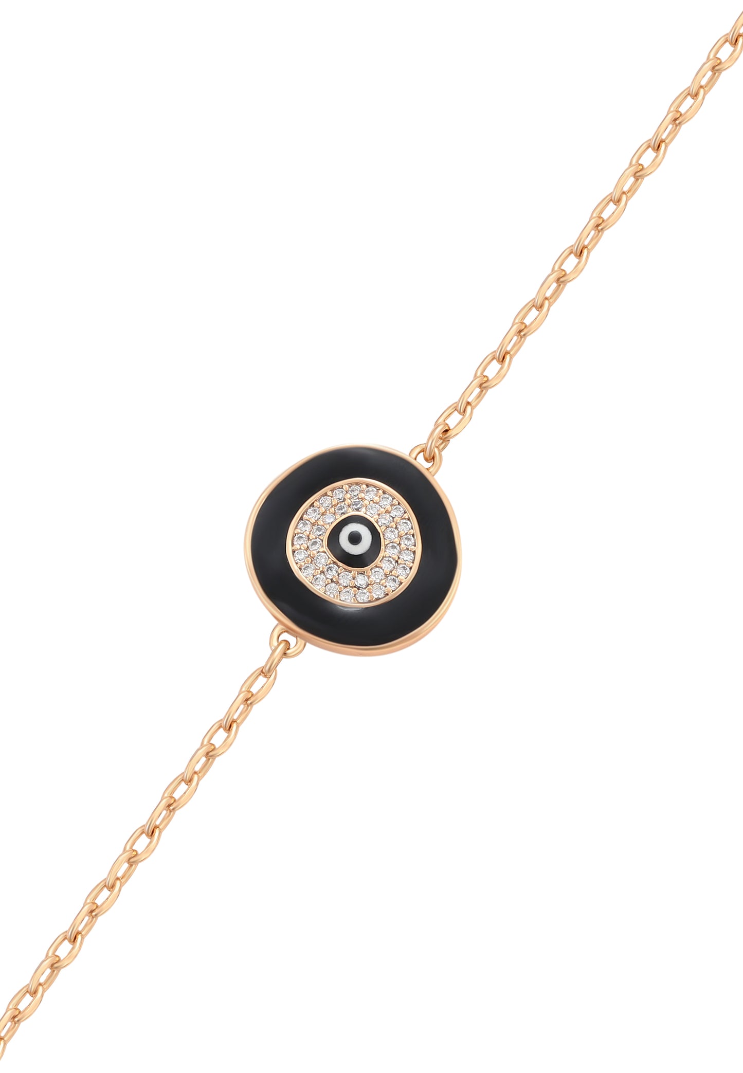 faina Thin Chain Link Bracelet With Rhinestones