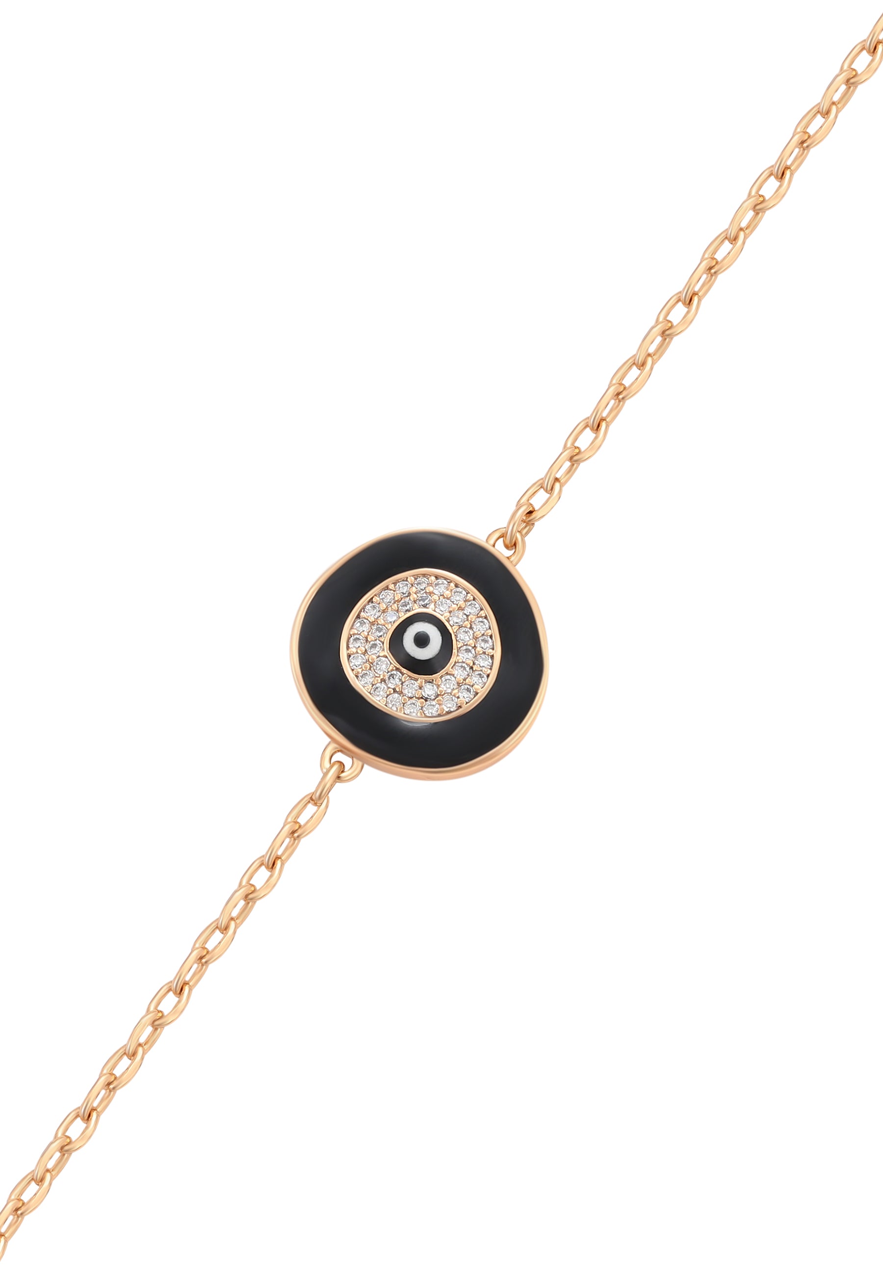 faina Thin Chain Link Bracelet With Rhinestones
