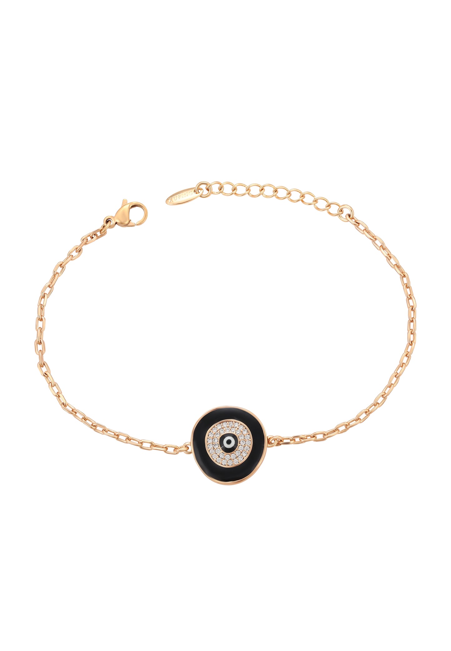 faina Thin Chain Link Bracelet With Rhinestones