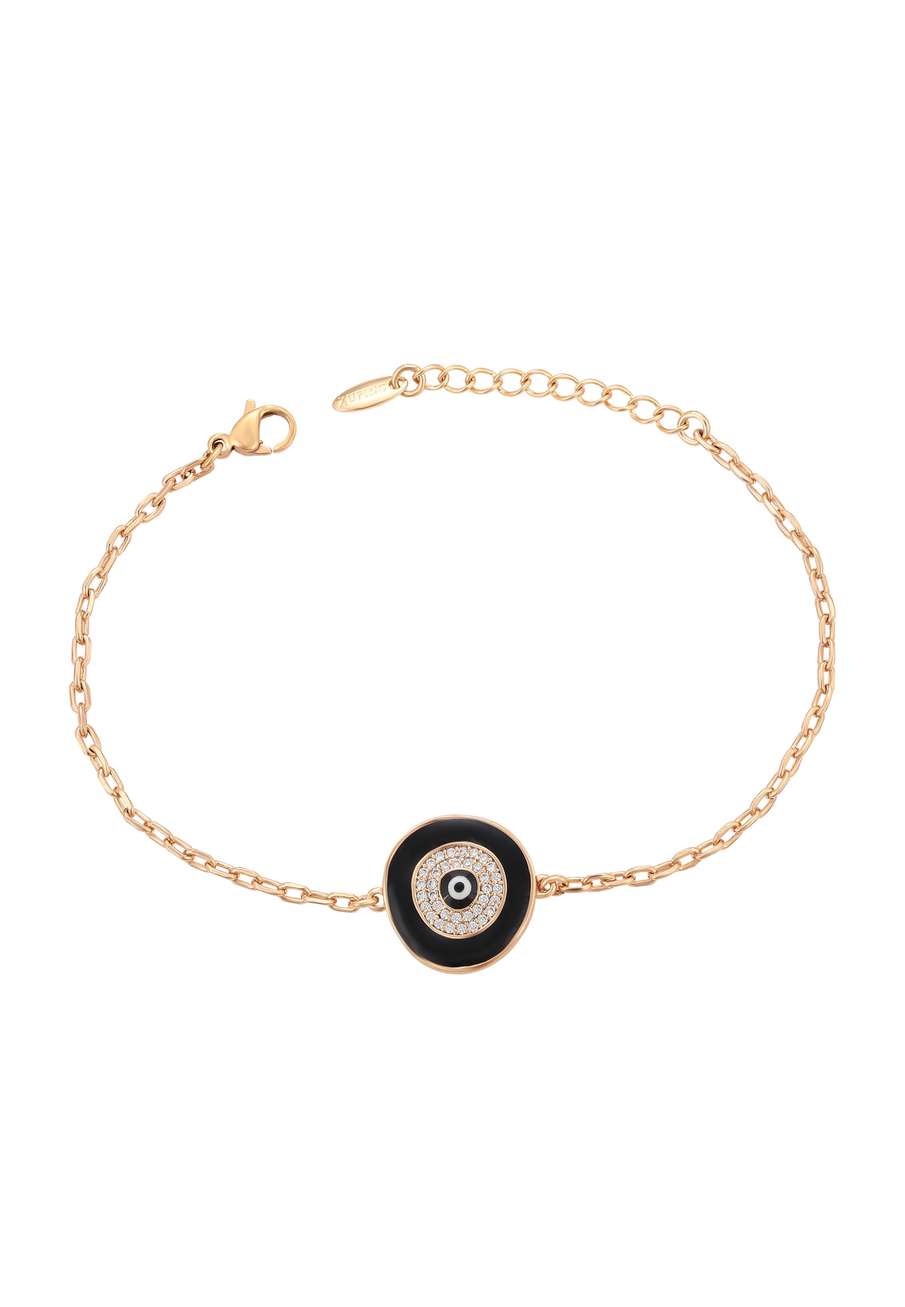 faina Thin Chain Link Bracelet With Rhinestones