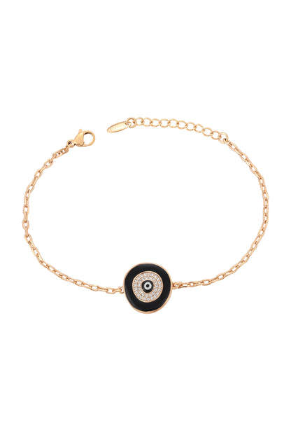 faina Thin Chain Link Bracelet With Rhinestones