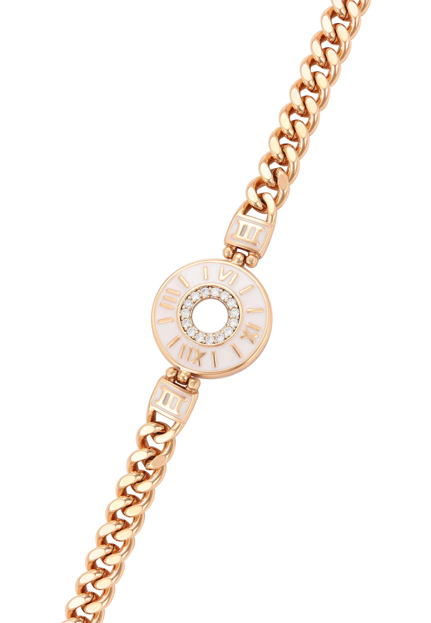 faina Curb Chain Link Bracelet With Rhinestones