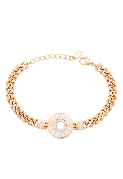 faina Curb Chain Link Bracelet With Rhinestones
