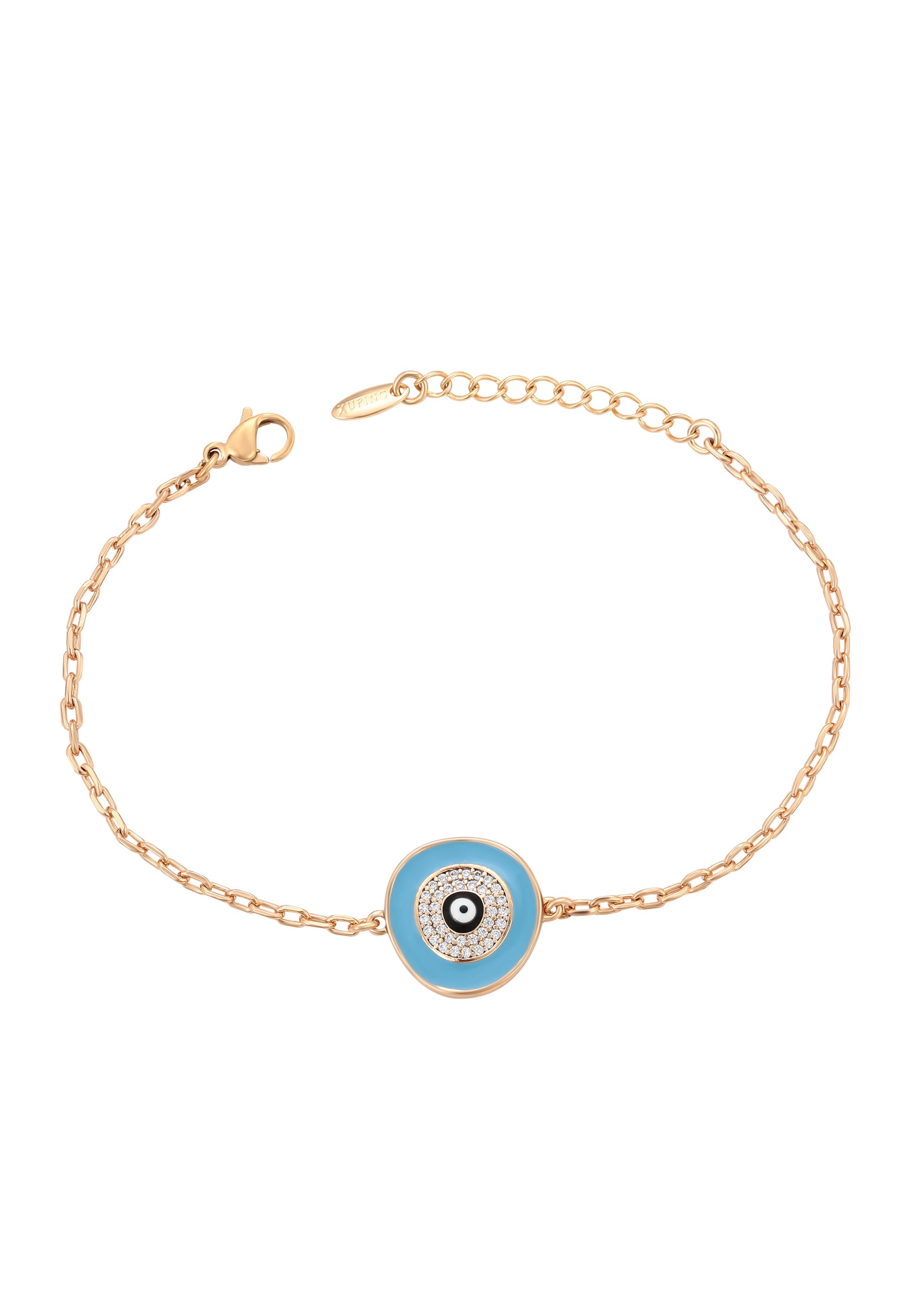 faina Thin Chain Link Bracelet With Rhinestones