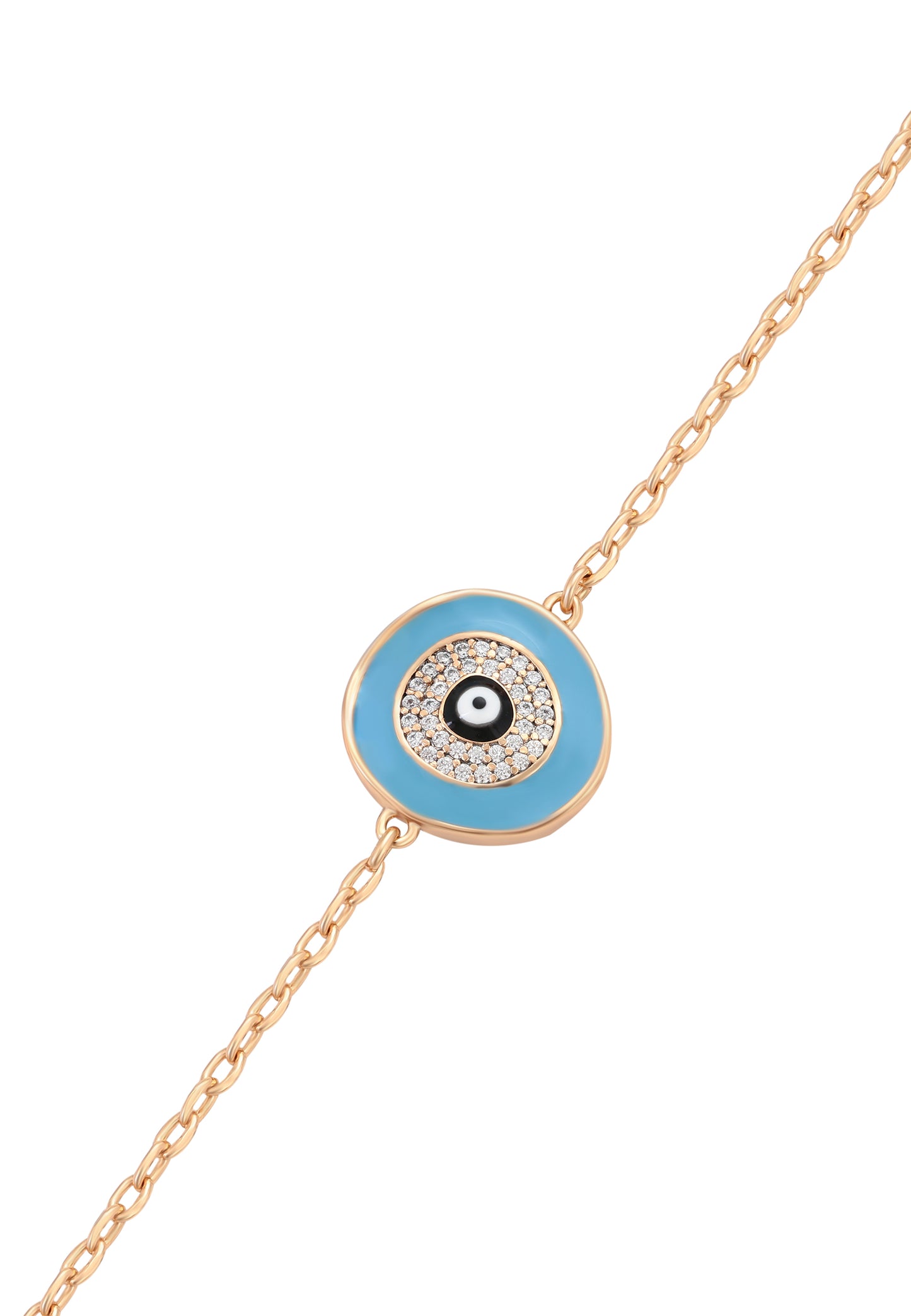 faina Thin Chain Link Bracelet With Rhinestones