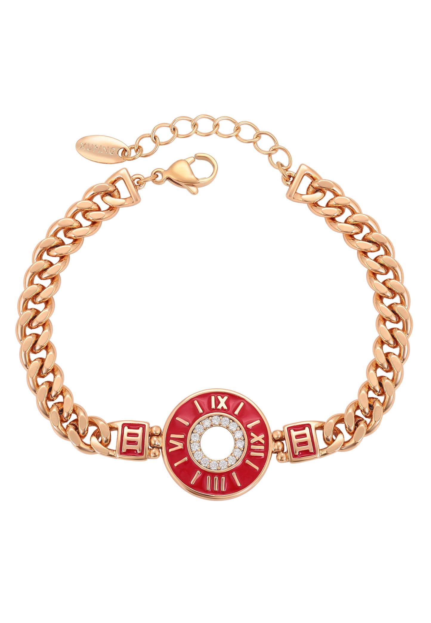 faina Curb Chain Link Bracelet With Rhinestones