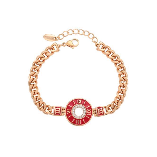 faina Curb Chain Link Bracelet With Rhinestones