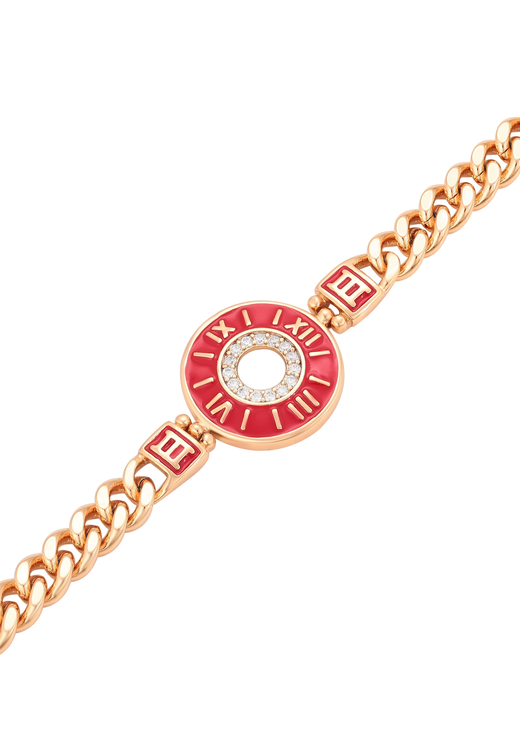 faina Curb Chain Link Bracelet With Rhinestones