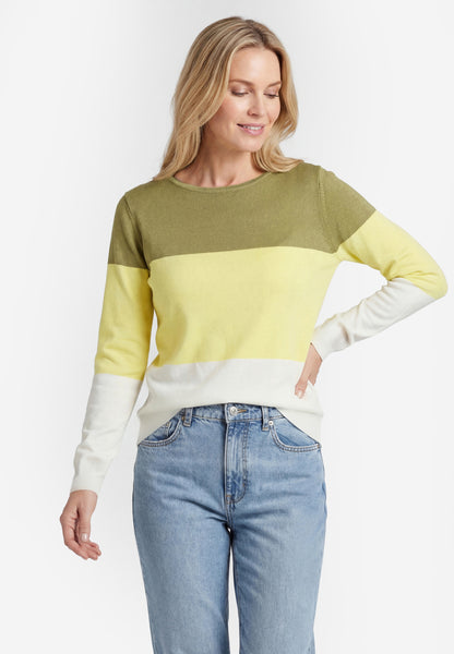 Caley Women's Fine Knit Sweater With Block Stripes