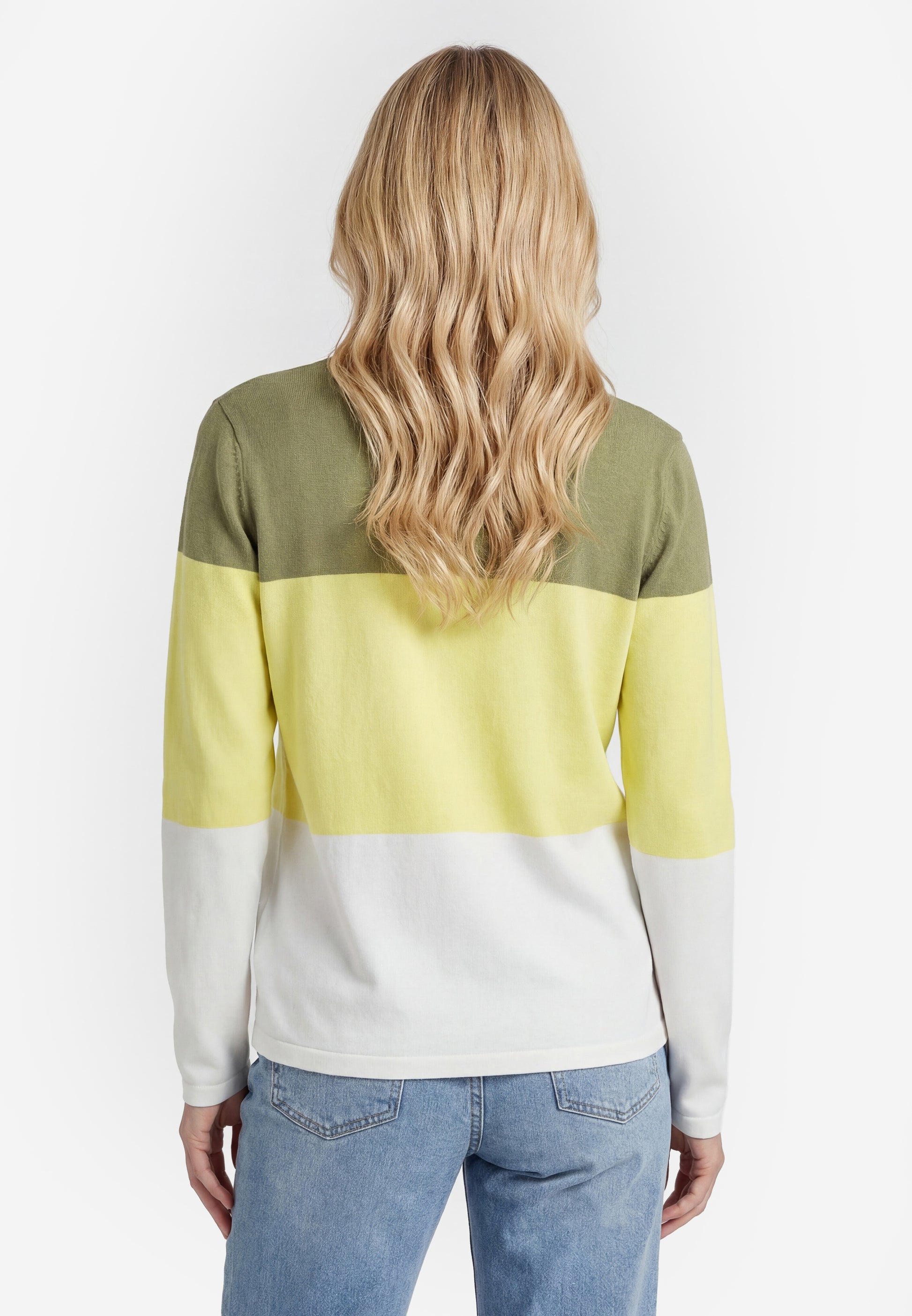 Caley Women's Fine Knit Sweater With Block Stripes